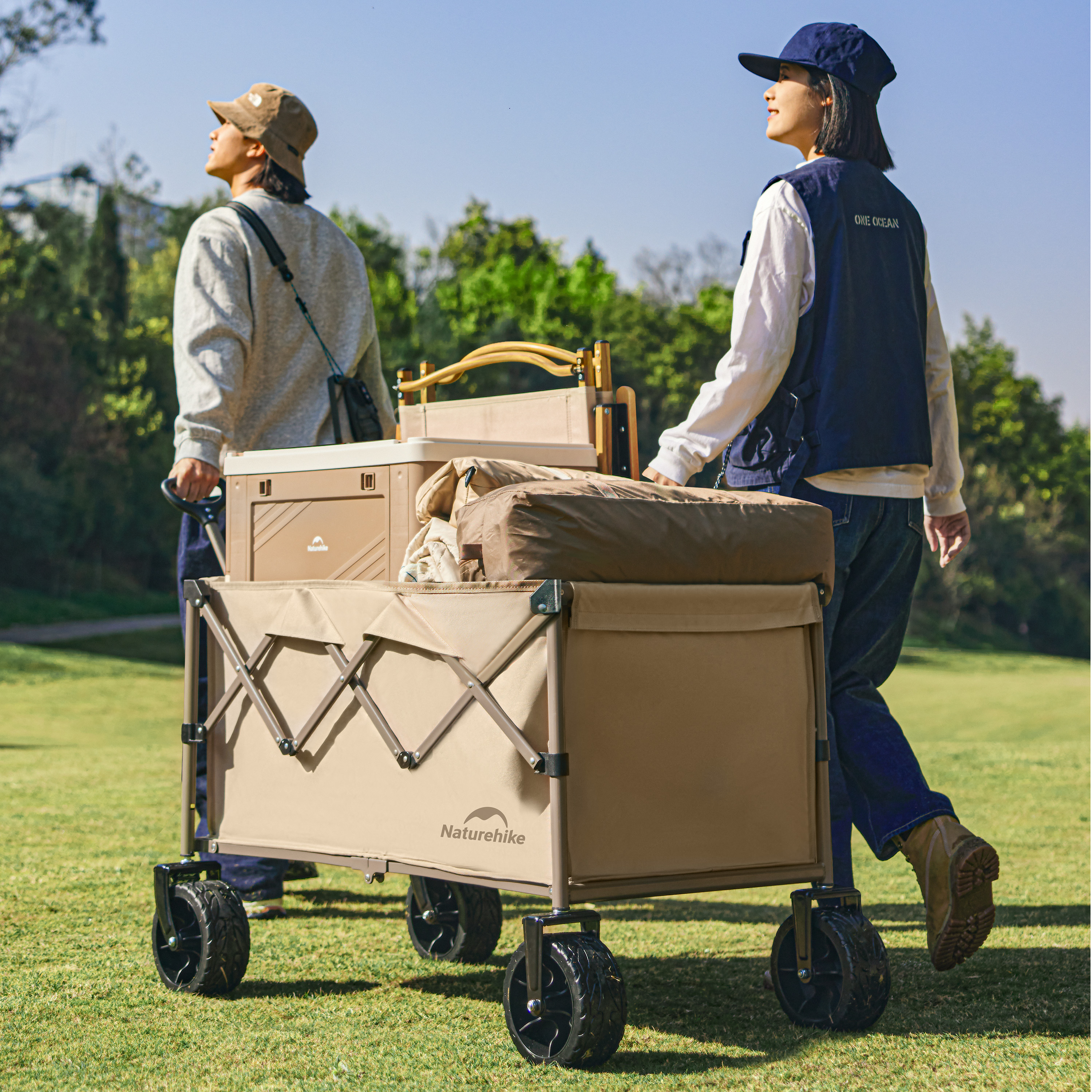 Naturehike skládací přepravní vozík (100L) odlehčený - 7,7 kg - šedý